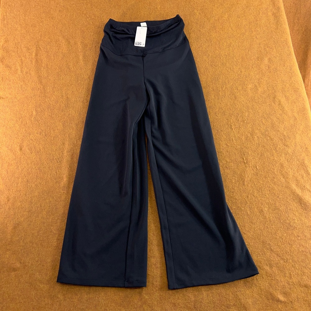 H&M Women Small Black MAMA Maternity Wide Leg Jersey Waist Pants NWT